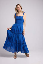 Vestido largo con tirantes - Azul