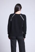 Pull Raglan Lurex Coralie - Noir Et Lurex Argente - Femme
