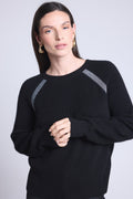 Pull Raglan Lurex Coralie - Noir Et Lurex Argente - Femme