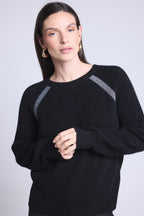 Pull Raglan Lurex Coralie - Noir Et Lurex Argente - Femme
