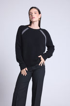 Pull Raglan Lurex Coralie - Noir Et Lurex Argente - Femme
