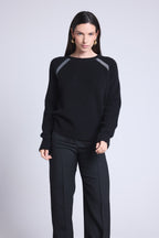 Pull Raglan Lurex Coralie - Noir Et Lurex Argente - Femme