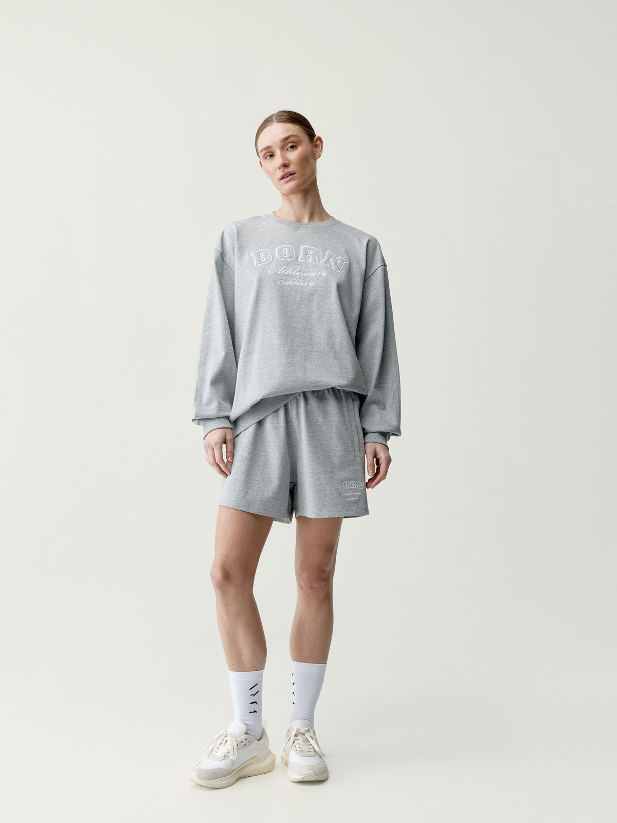 Krótka Bluza - Gris Chiné - Damska