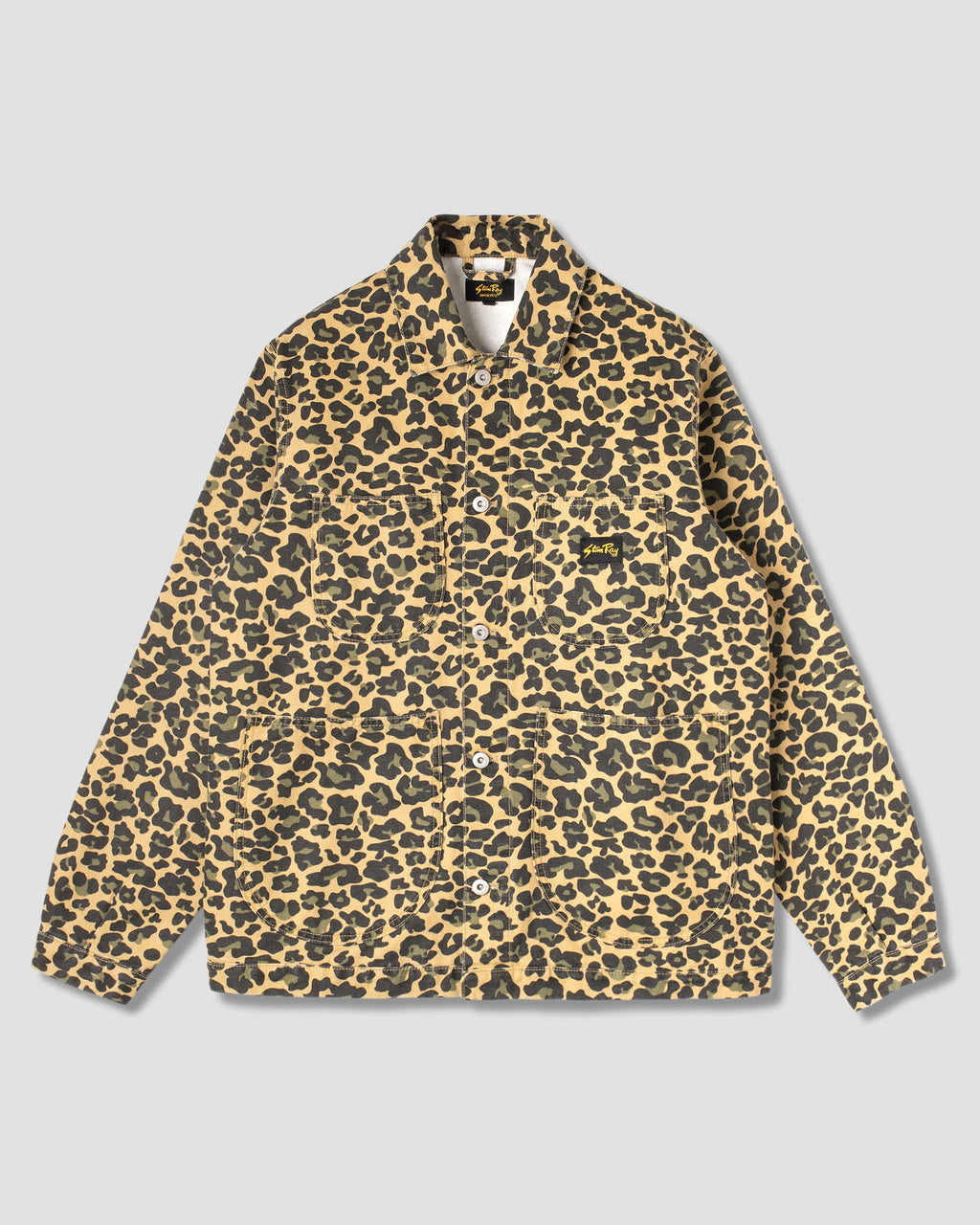 Chaqueta tipo mono - Pato de camuflaje con leopardo lavado