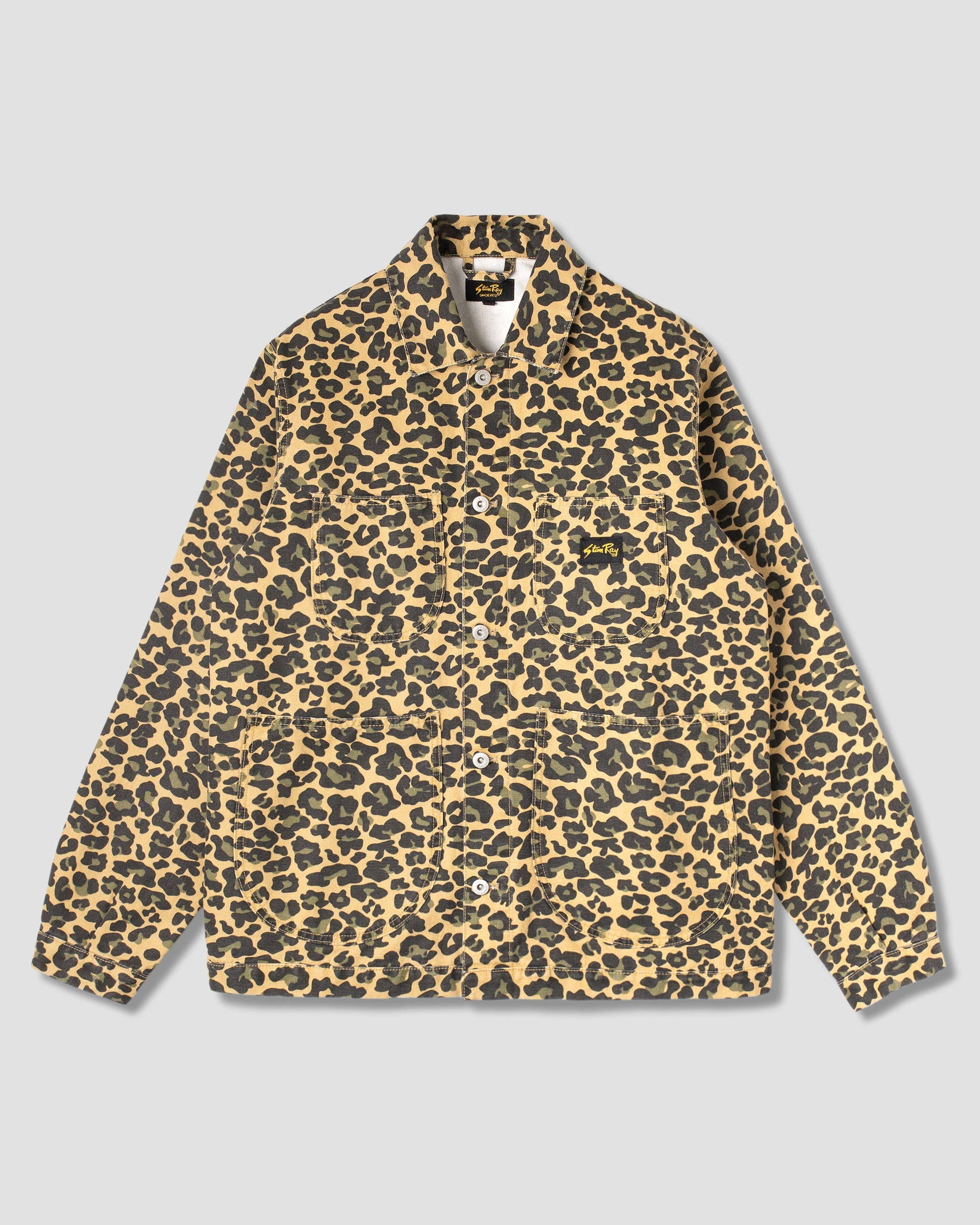 Chaqueta tipo mono - Pato de camuflaje con leopardo lavado