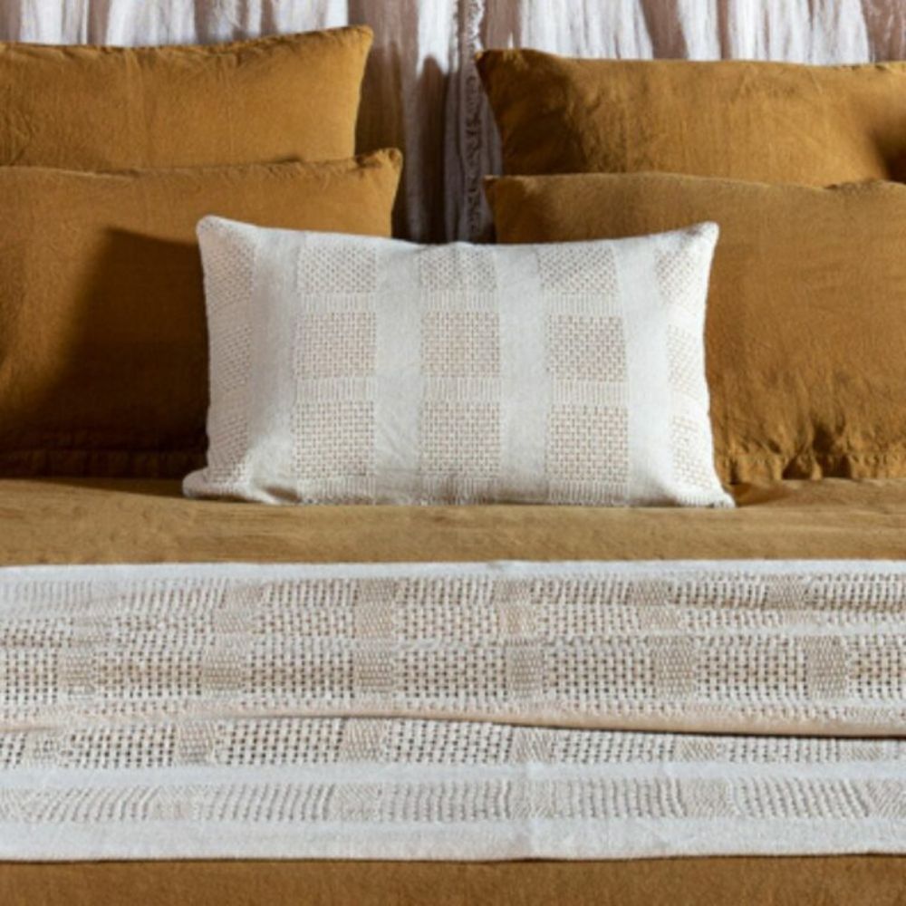 Crocheted Cotton Cushion Cover - Beige
