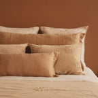 Housse De Coussin Brodée En Coton Flammé - Marron