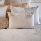 Housse De Coussin Brodée En Coton Flammé - Ecru
