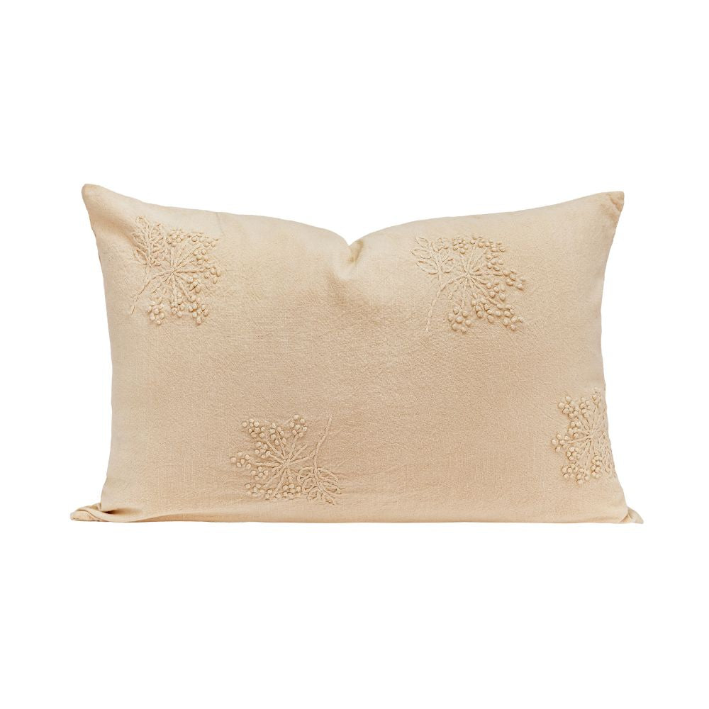 Embroidered Slub Cotton Cushion Cover - Pink