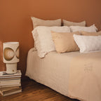 Embroidered Slub Cotton Cushion Cover - Pink