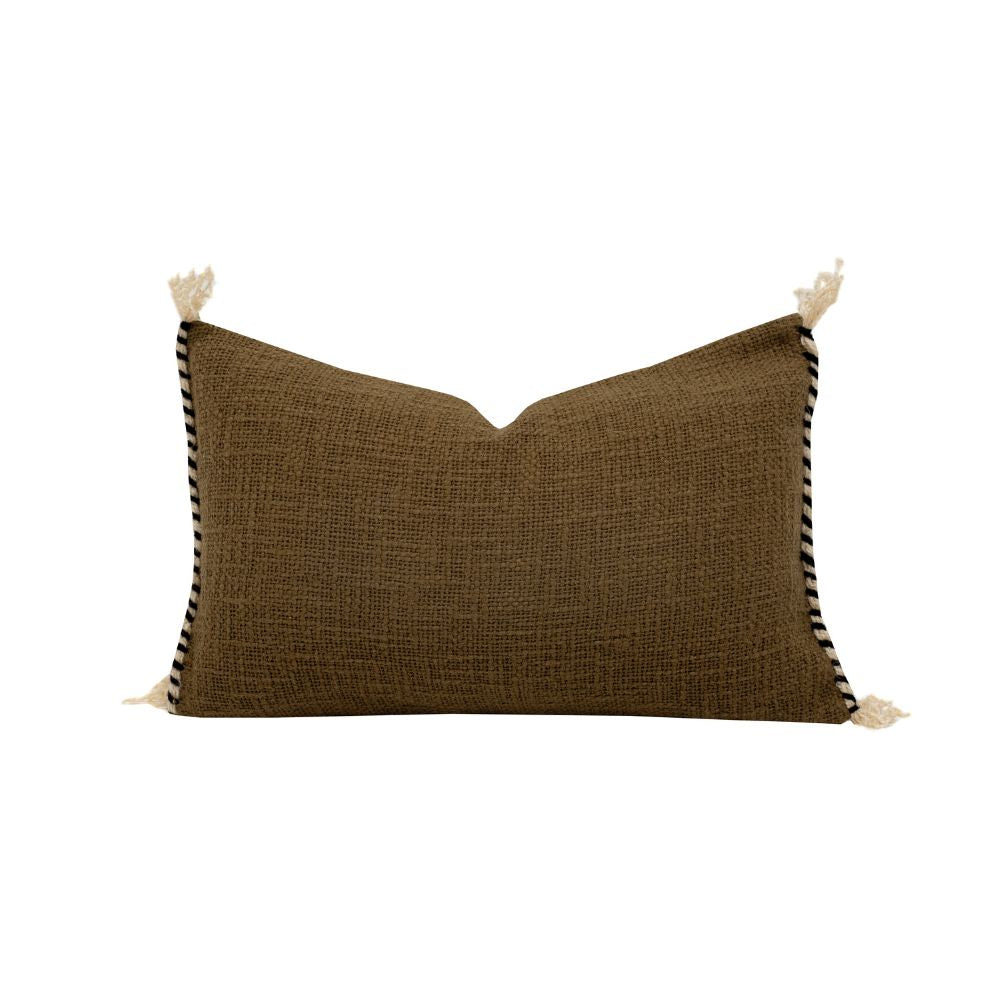 Housse De Coussin En Coton Flammé - Marron