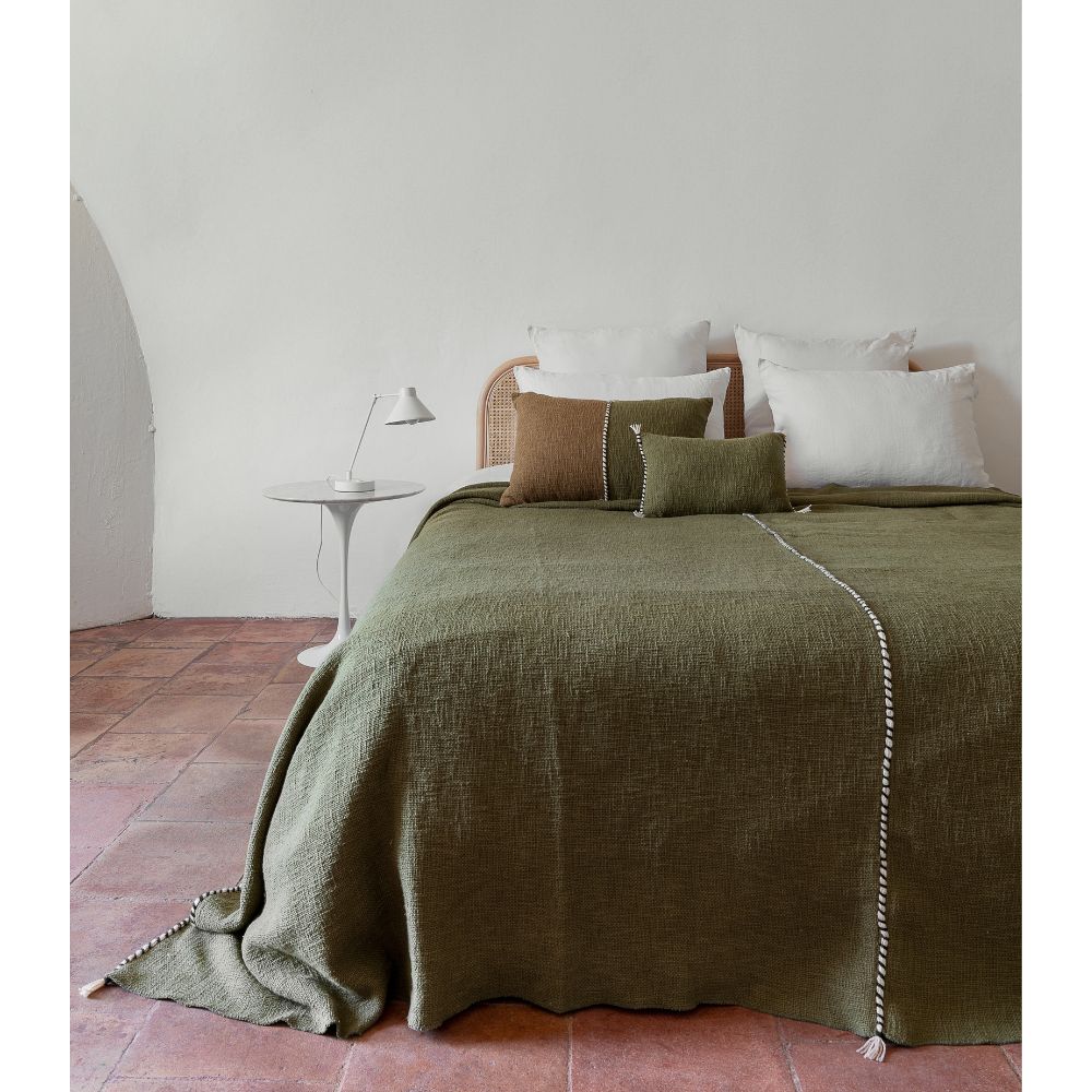 Housse De Coussin En Coton Flammé - Vert