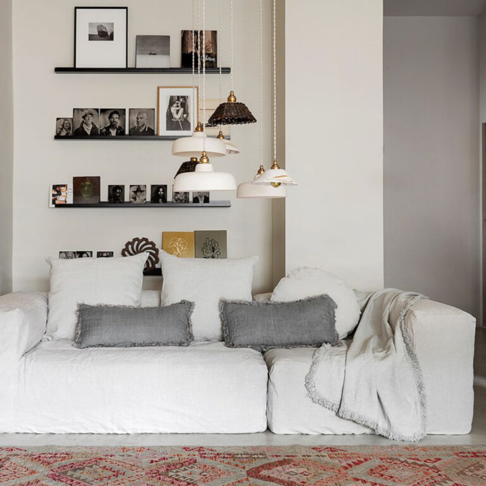 Housse De Coussin En Double Gaze De Lin - Bleu
