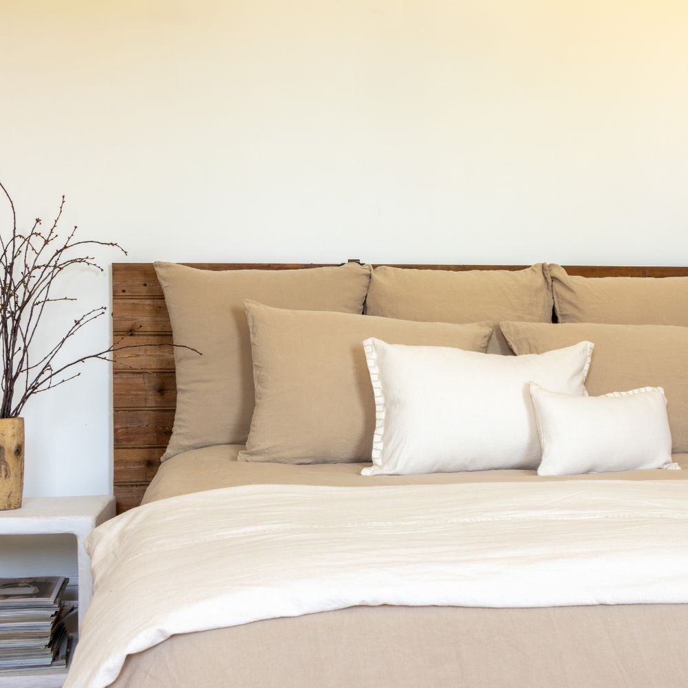 Housse De Coussin En Lin Et Coton - Blanc