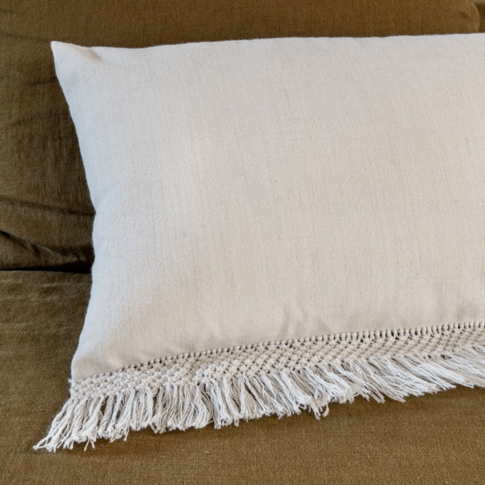 Housse De Coussin Broderie Macramé - Ecru