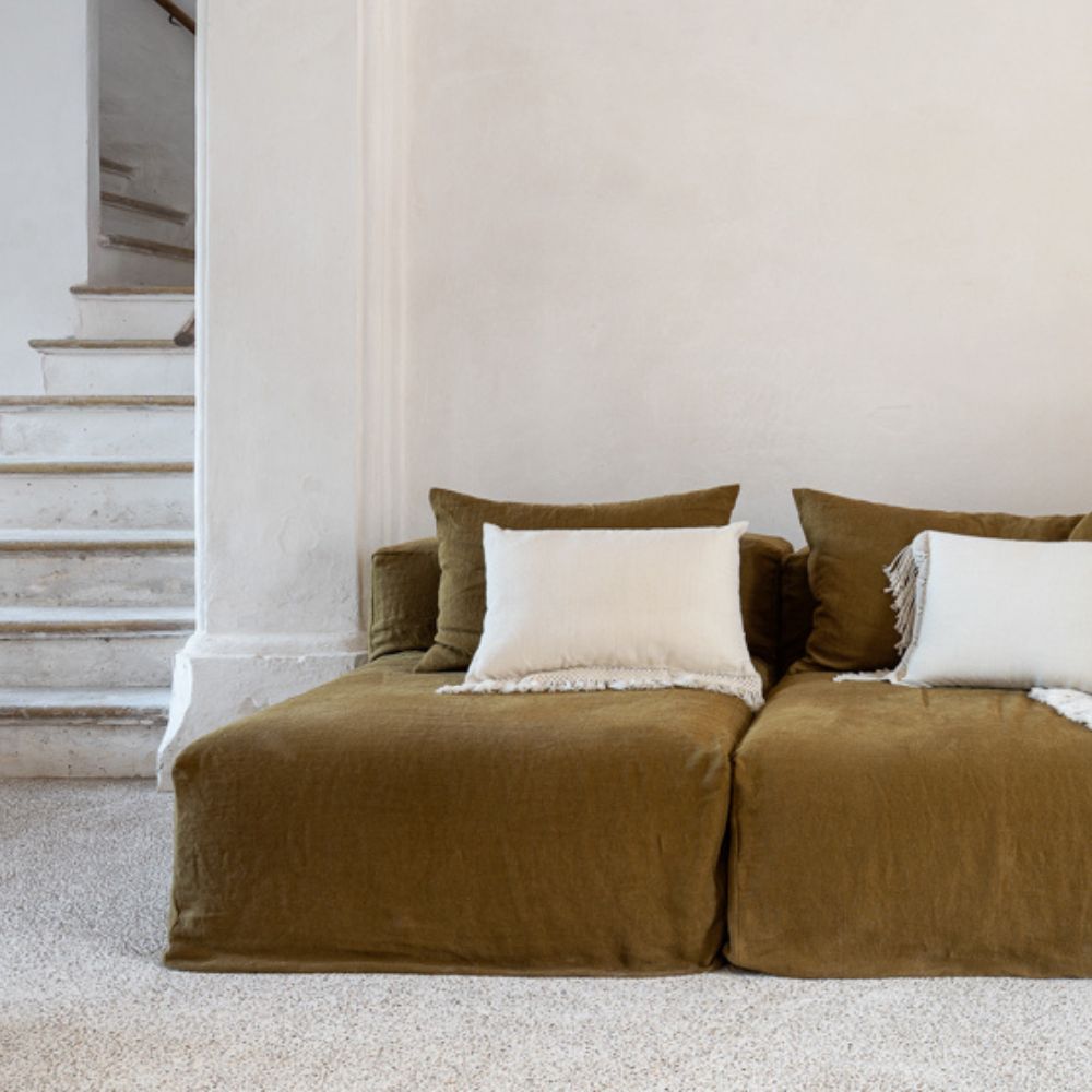 Housse De Coussin Broderie Macramé - Ecru