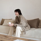 Housse De Coussin Broderie Macramé - Marron