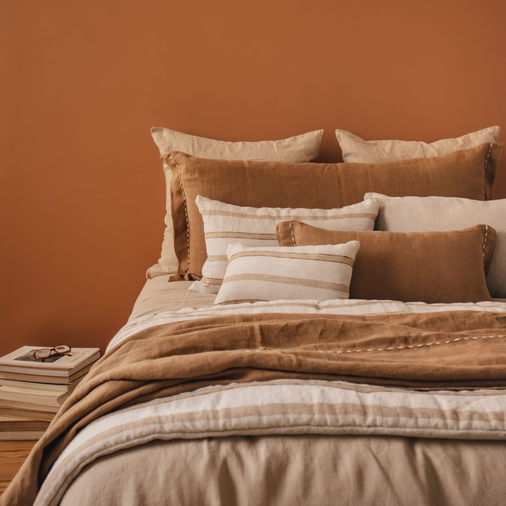Housse De Coussin En Lin Et Coton - Orange