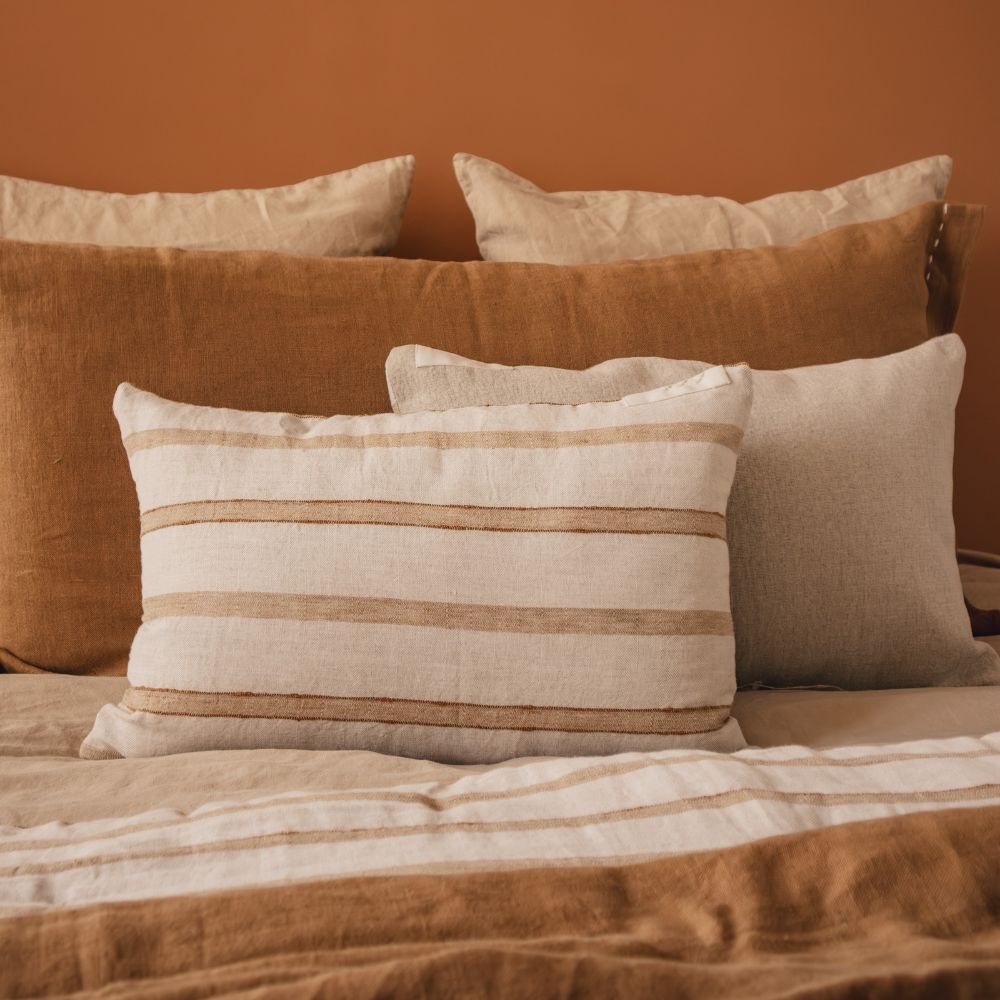 Housse De Coussin En Lin Et Coton - Orange