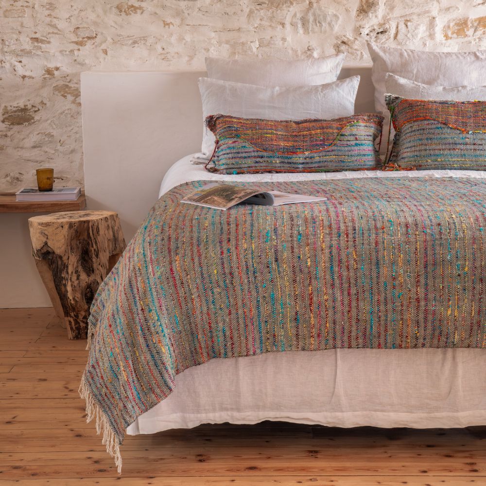 Multicoloured Handwoven Cushion Cover Covertogo - Brazil