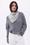 Plain Triangle Bandana Scarf Cozy - Light Grey - Women