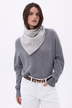 Plain Triangle Bandana Scarf Cozy - Light Grey - Women