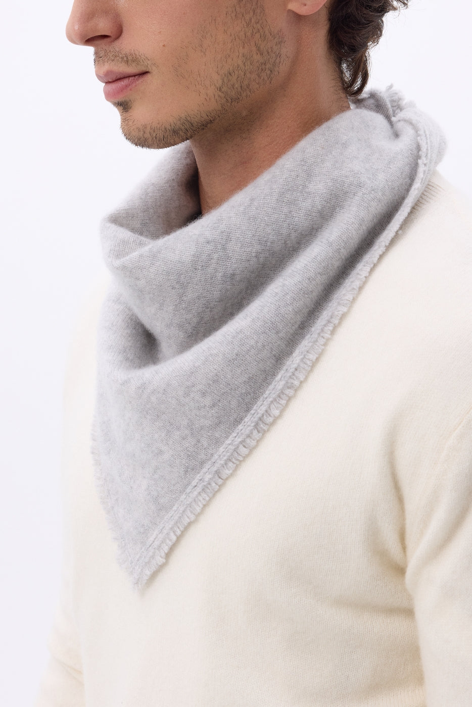 Echarpe Bandana Triange Uni Cozy - Gris Clair - Homme