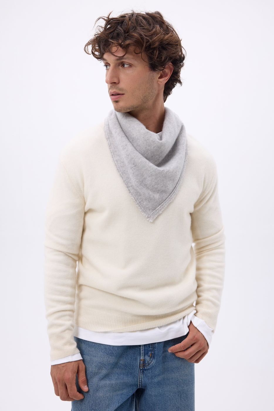 Echarpe Bandana Triange Uni Cozy - Gris Clair - Homme