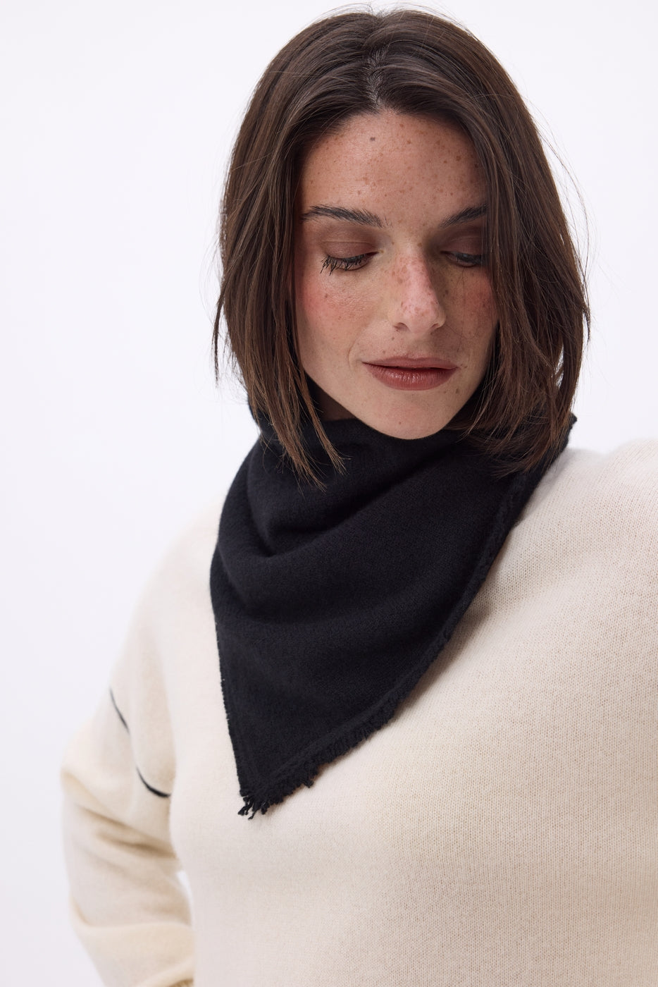 Bufanda bandana triangular lisa Cozy - Negro - Mujer