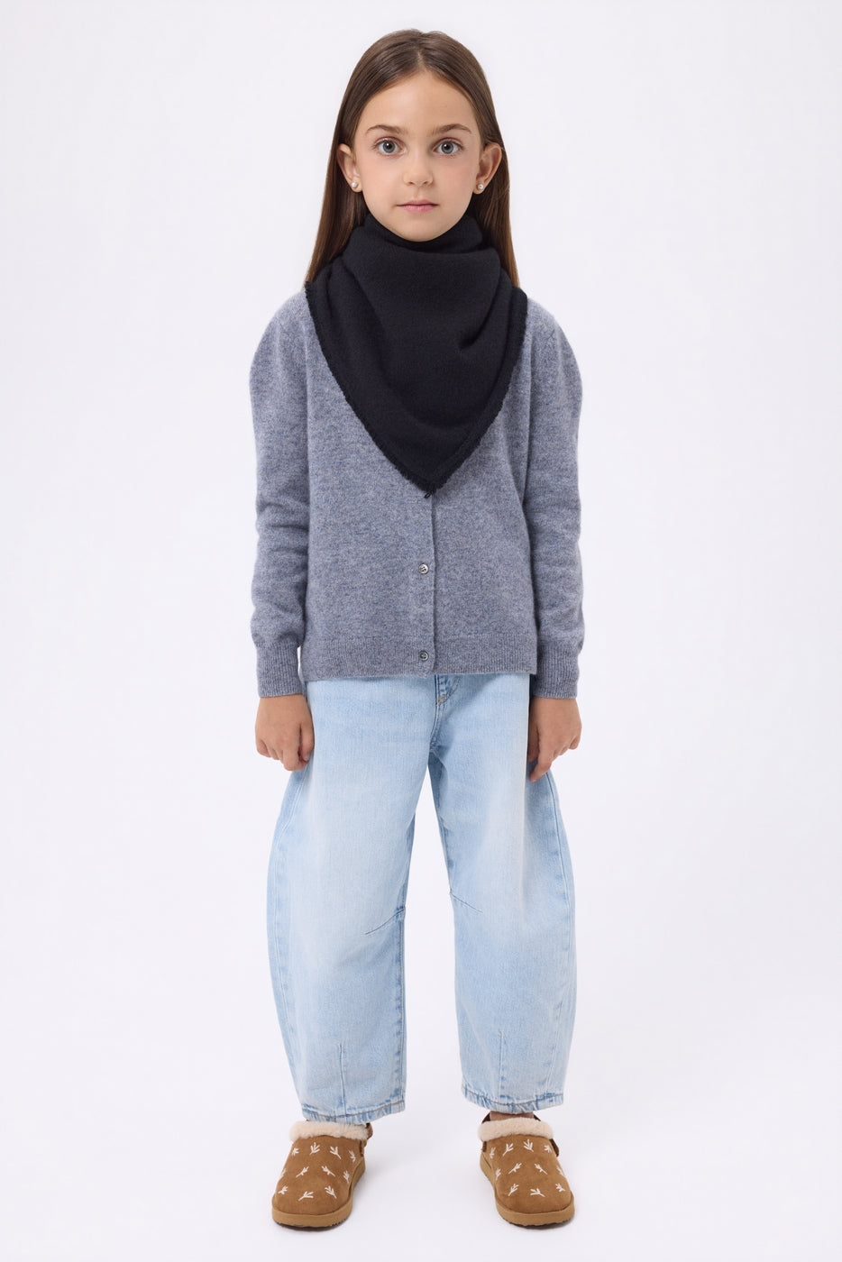 Bufanda bandana triangular lisa Cozy - Negra - Niño