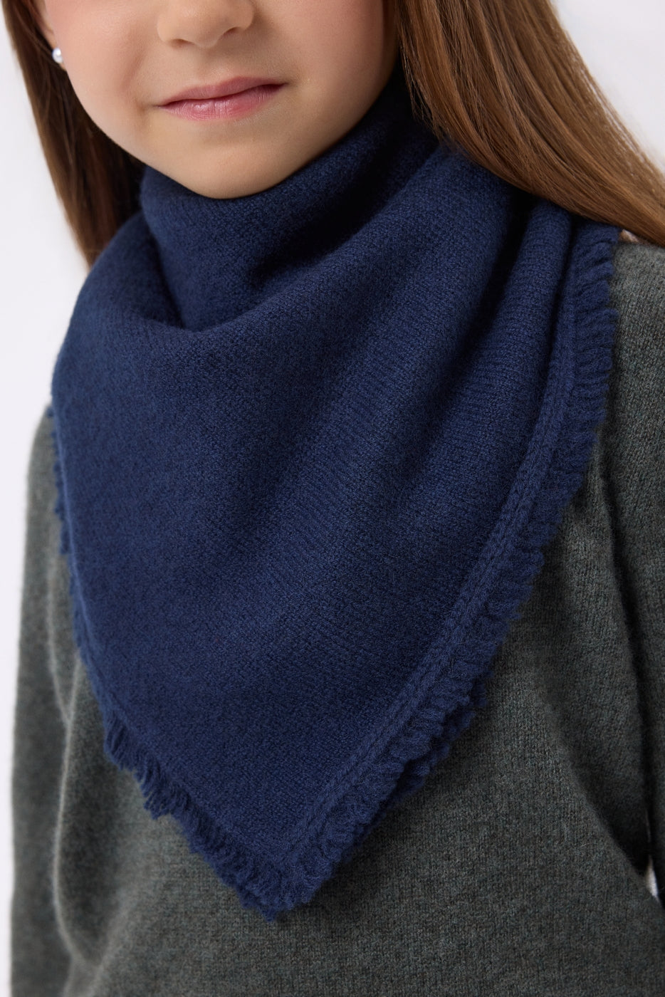 Bufanda bandana triangular lisa Cozy - Azul marino - Niño