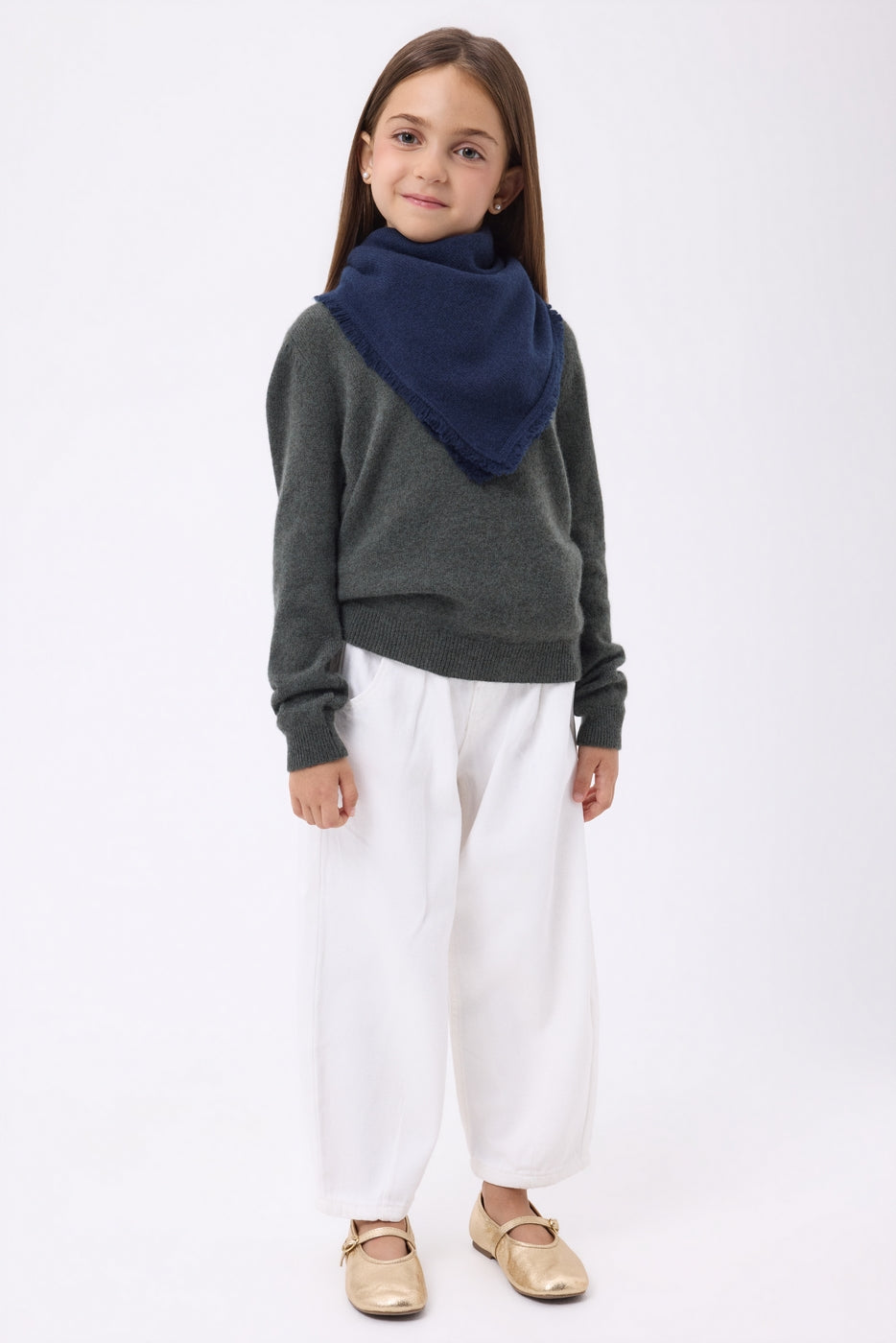 Bufanda bandana triangular lisa Cozy - Azul marino - Niño