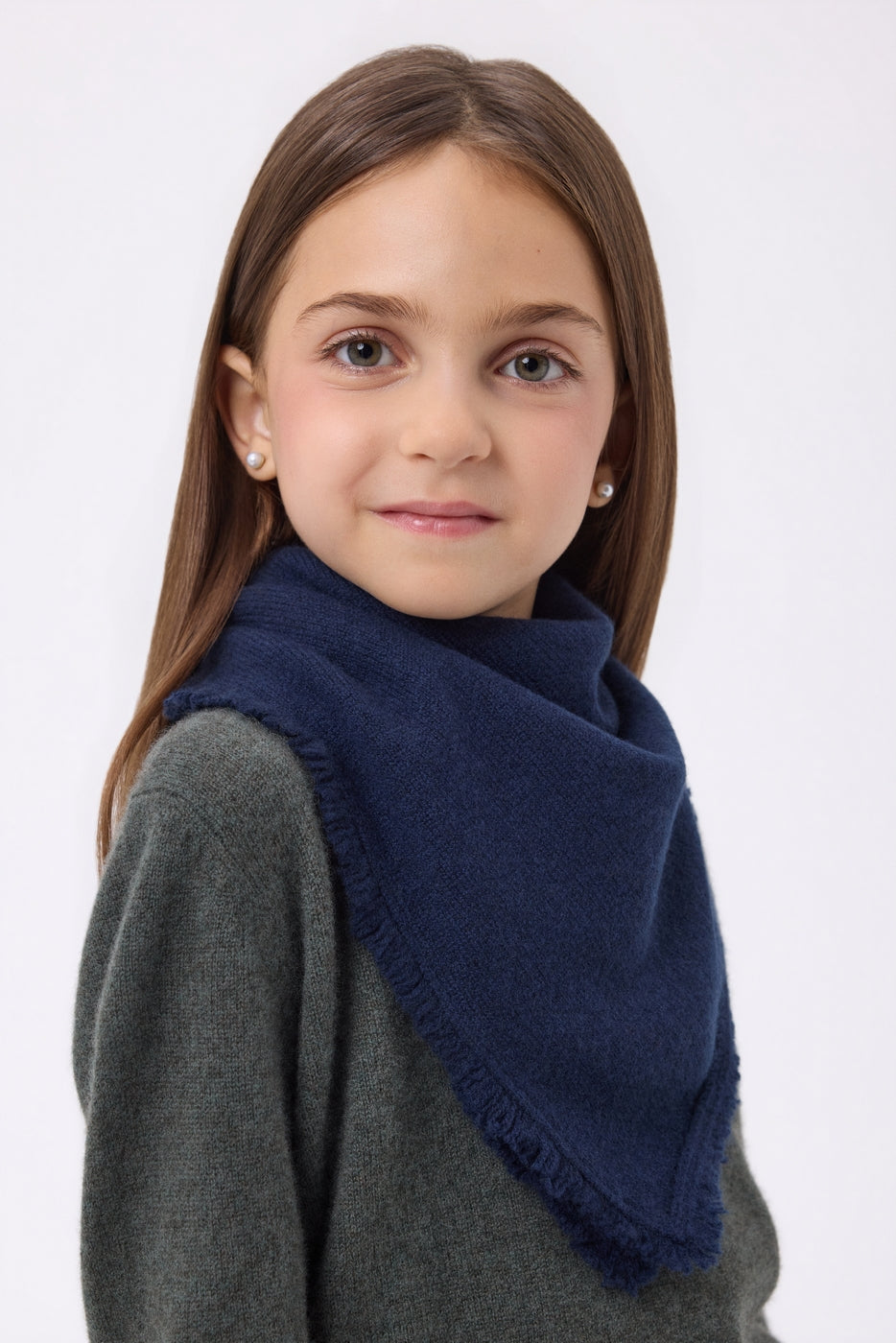 Bufanda bandana triangular lisa Cozy - Azul marino - Niño