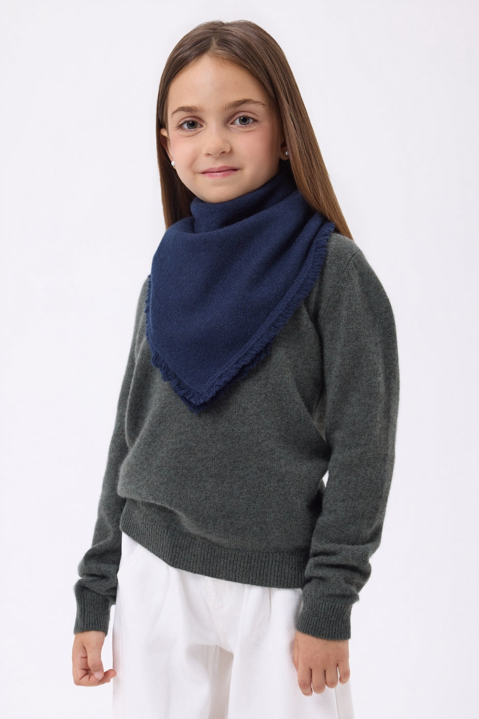 Bufanda bandana triangular lisa Cozy - Azul marino - Niño