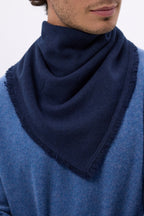 Plain Cozy Triangle Bandana Scarf - Navy Blue - Men