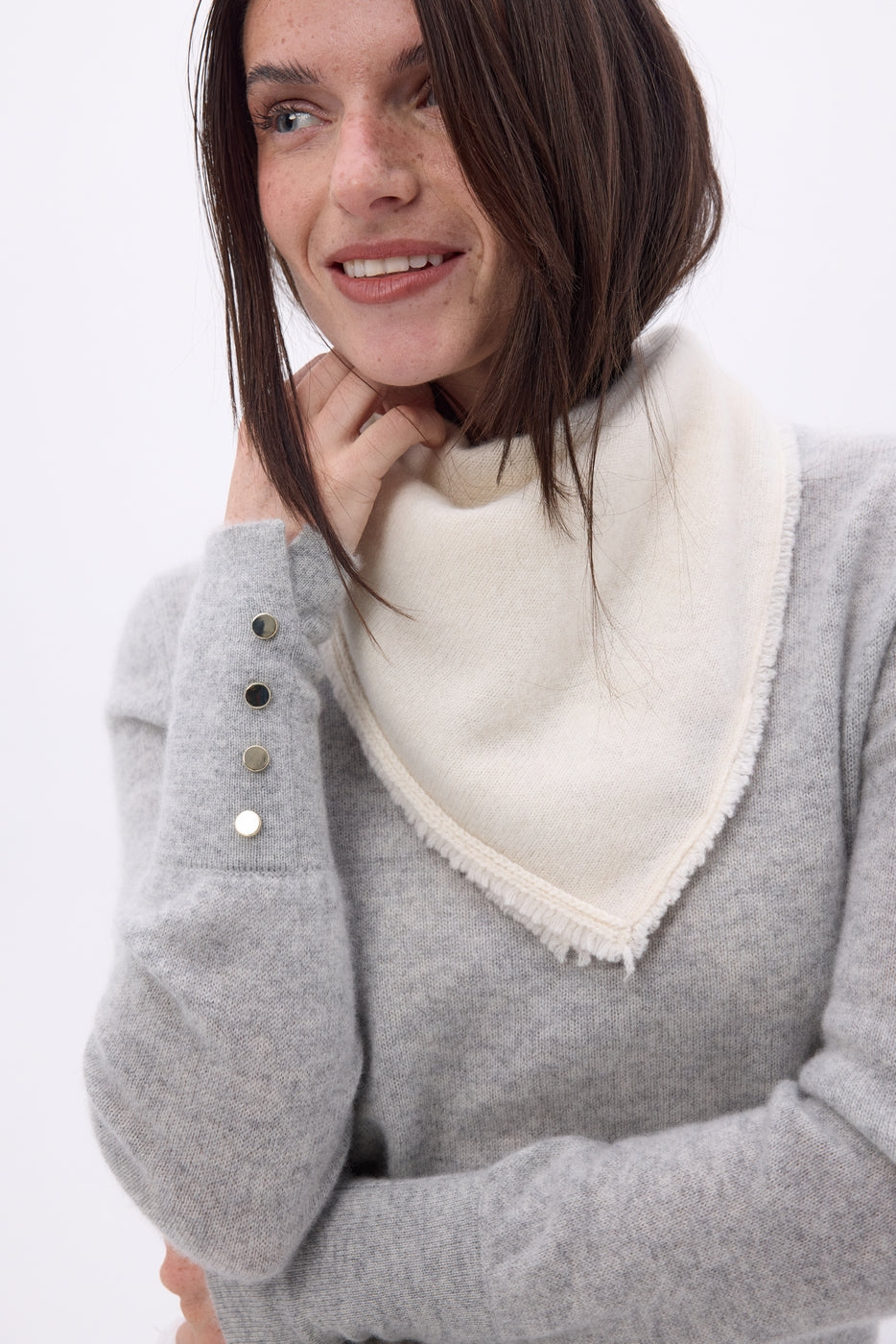 Echarpe Bandana Triange Uni Cozy - Blanc - Femme