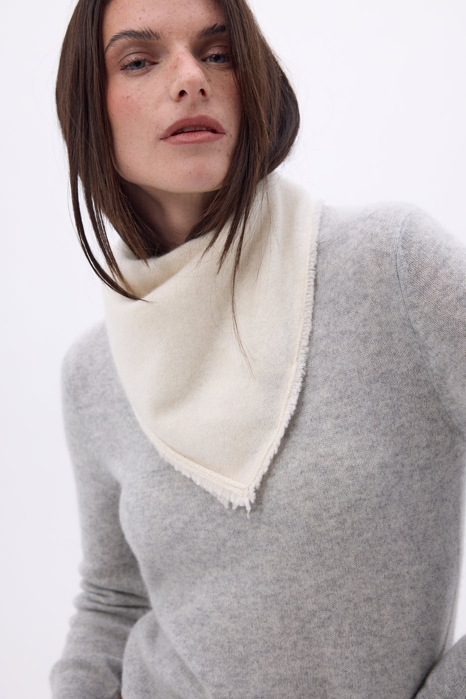 Echarpe Bandana Triange Uni Cozy - Blanc - Femme