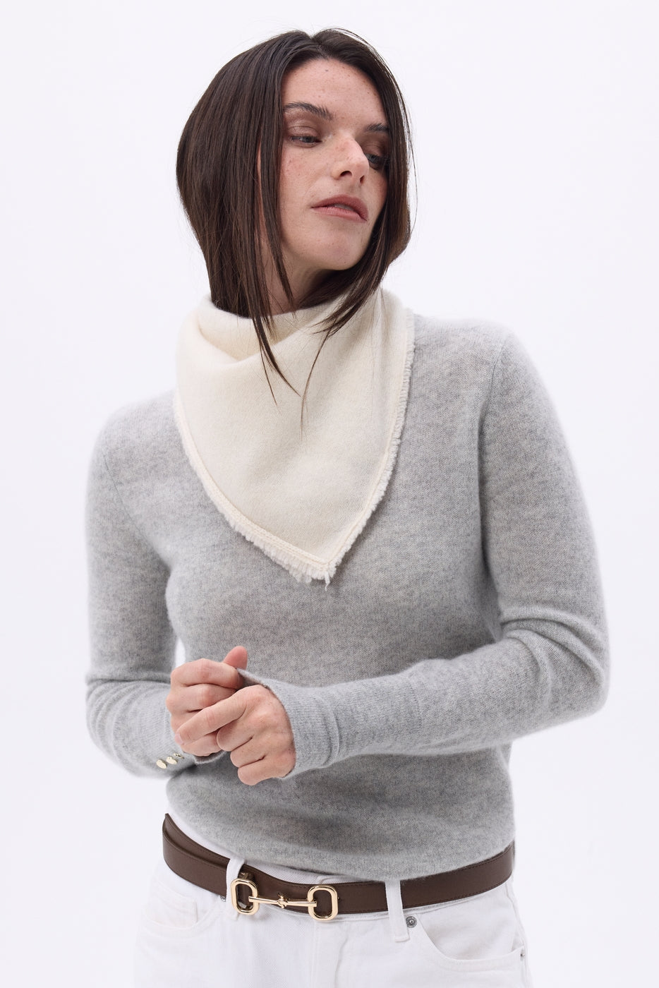 Echarpe Bandana Triange Uni Cozy - Blanc - Femme
