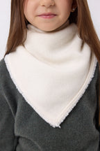 Plain Cozy Triangle Bandana Scarf - White - Kids