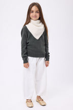 Plain Cozy Triangle Bandana Scarf - White - Kids