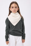 Plain Cozy Triangle Bandana Scarf - White - Kids