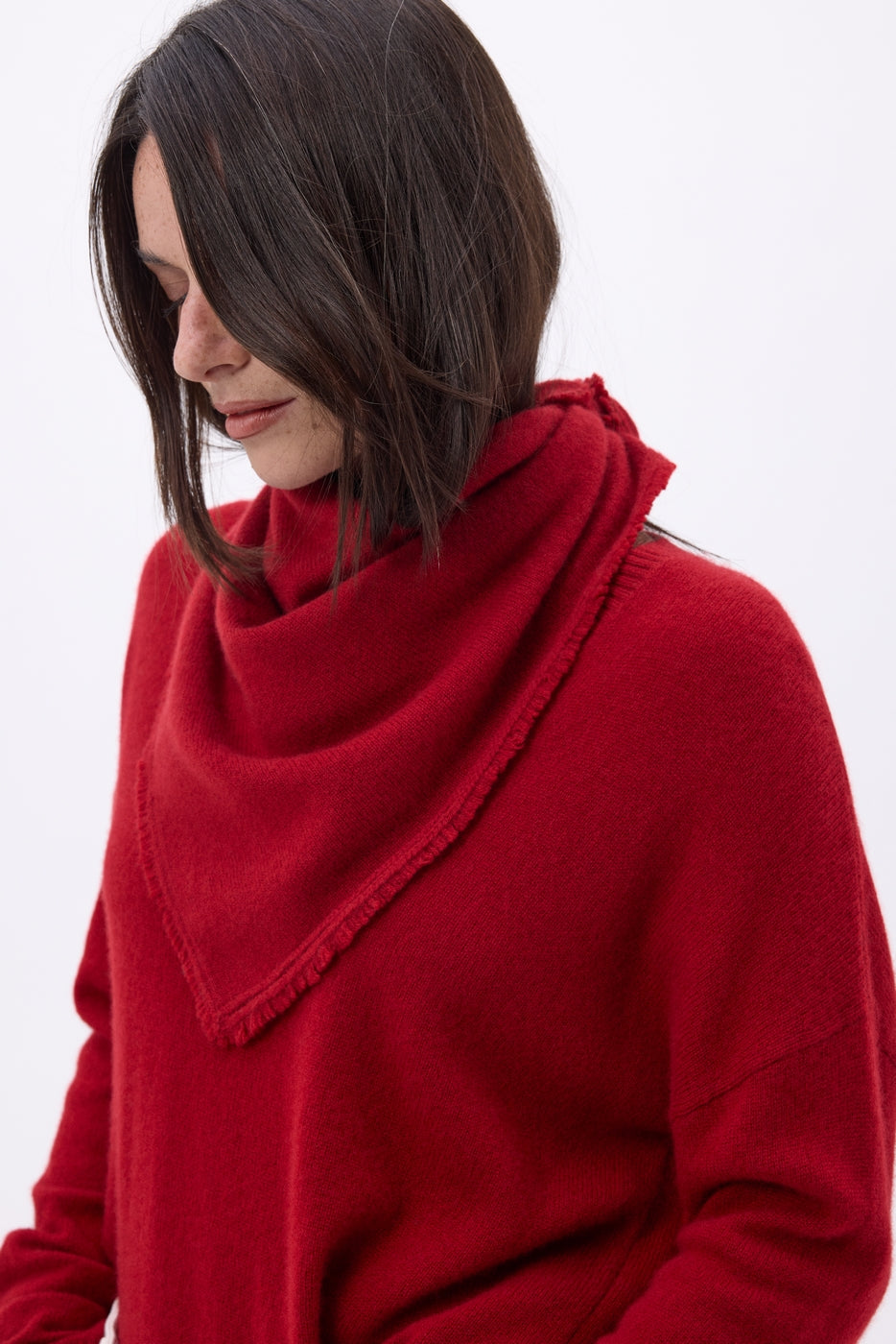 Bufanda bandana triangular lisa Cozy - Roja - Mujer