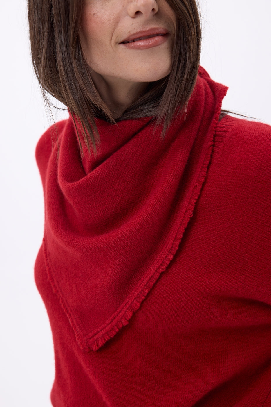 Bufanda bandana triangular lisa Cozy - Roja - Mujer