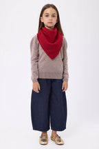 Plain Triangle Bandana Scarf Cozy - Red - Kids