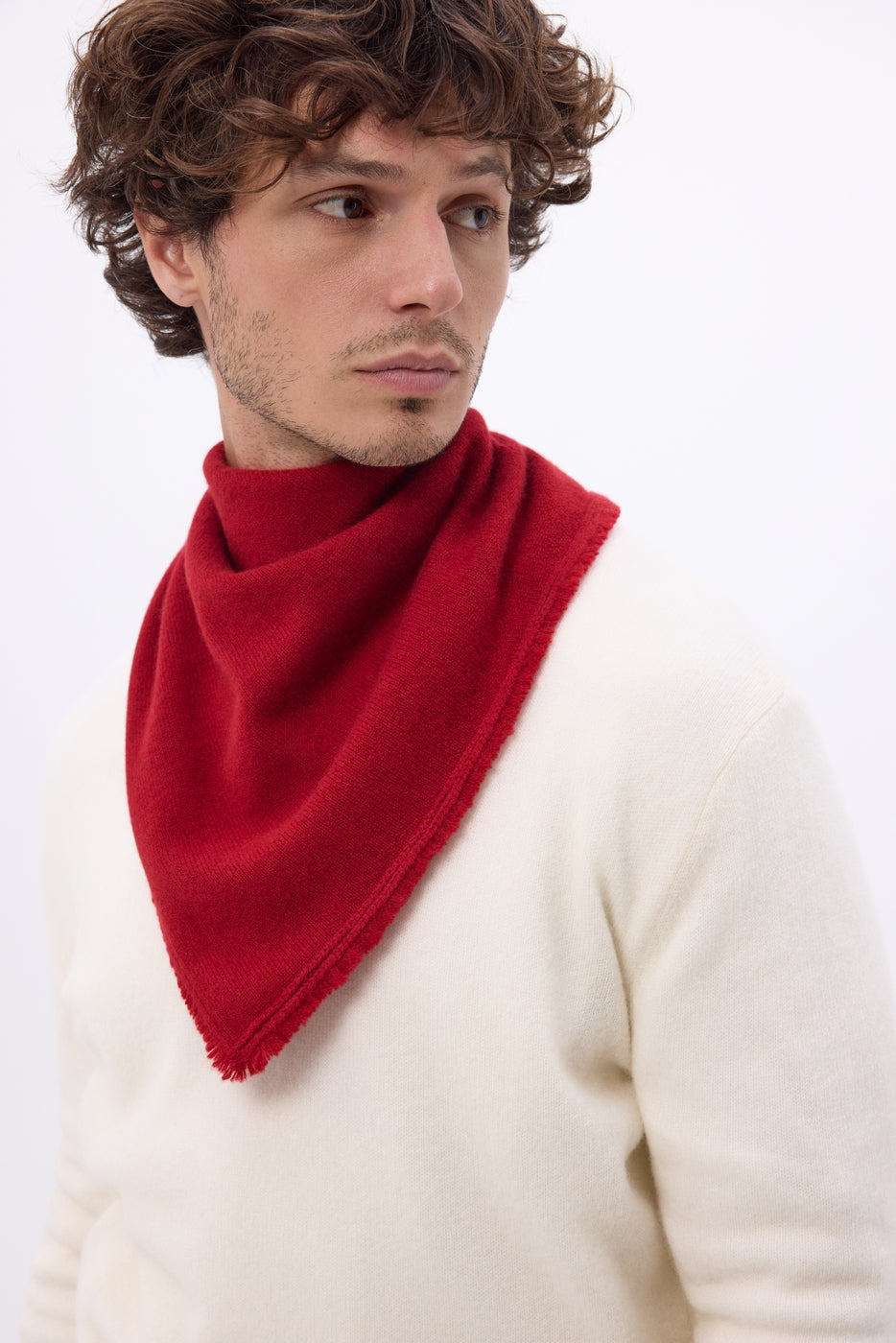 Cozy Plain Triangle Bandana Scarf - Red - Men