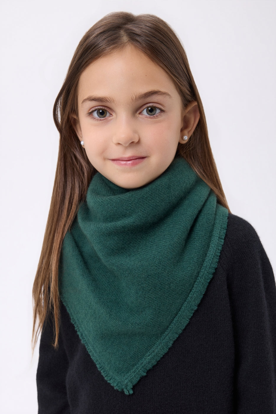 Cozy Plain Triangle Bandana Scarf - Bottle Green - Kids