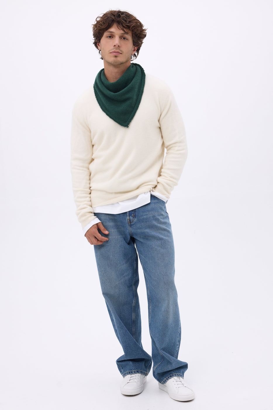 Bufanda bandana triangular lisa Cozy - Verde botella - Hombre