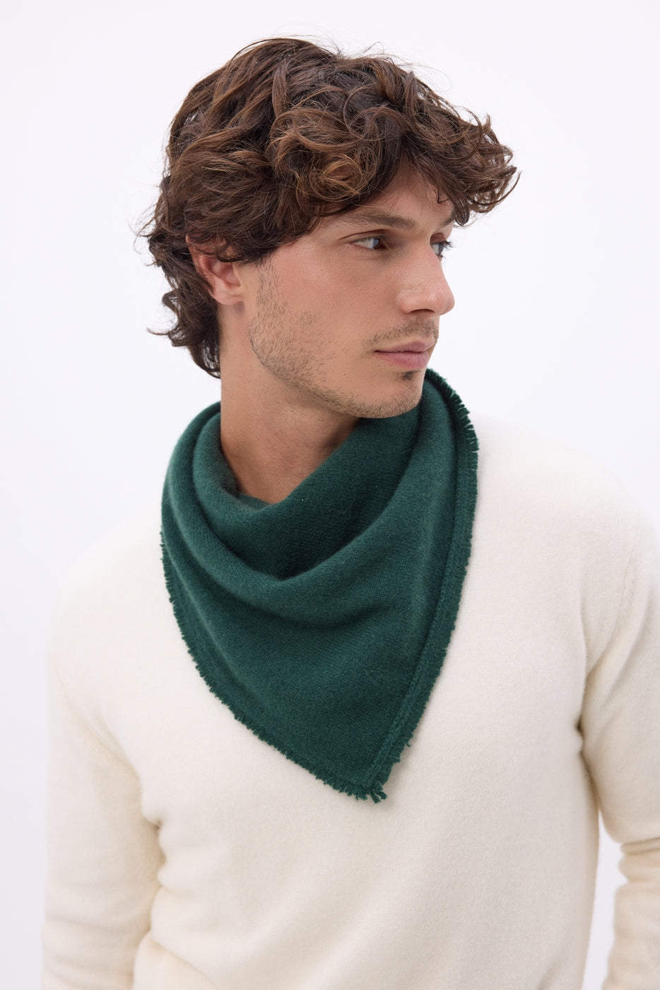 Bufanda bandana triangular lisa Cozy - Verde botella - Hombre