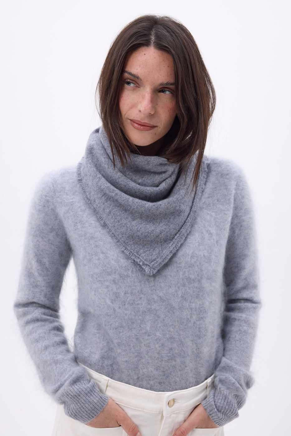 Bufanda bandana triangular lisa Cozy - Gris oscuro - Mujer