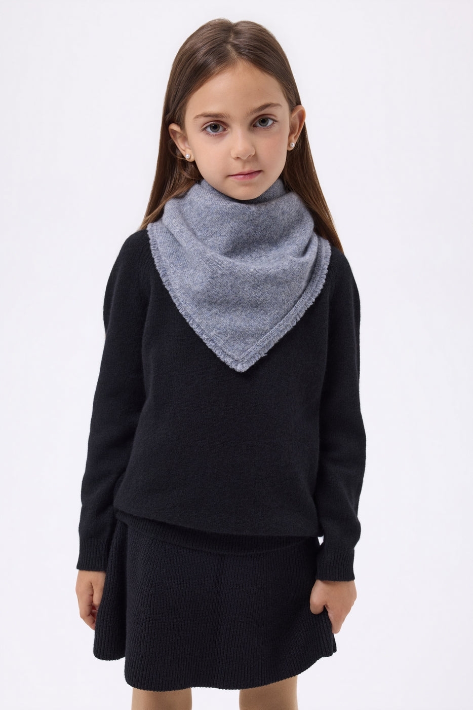 Bufanda bandana triangular lisa Cozy - Gris oscuro - Niño